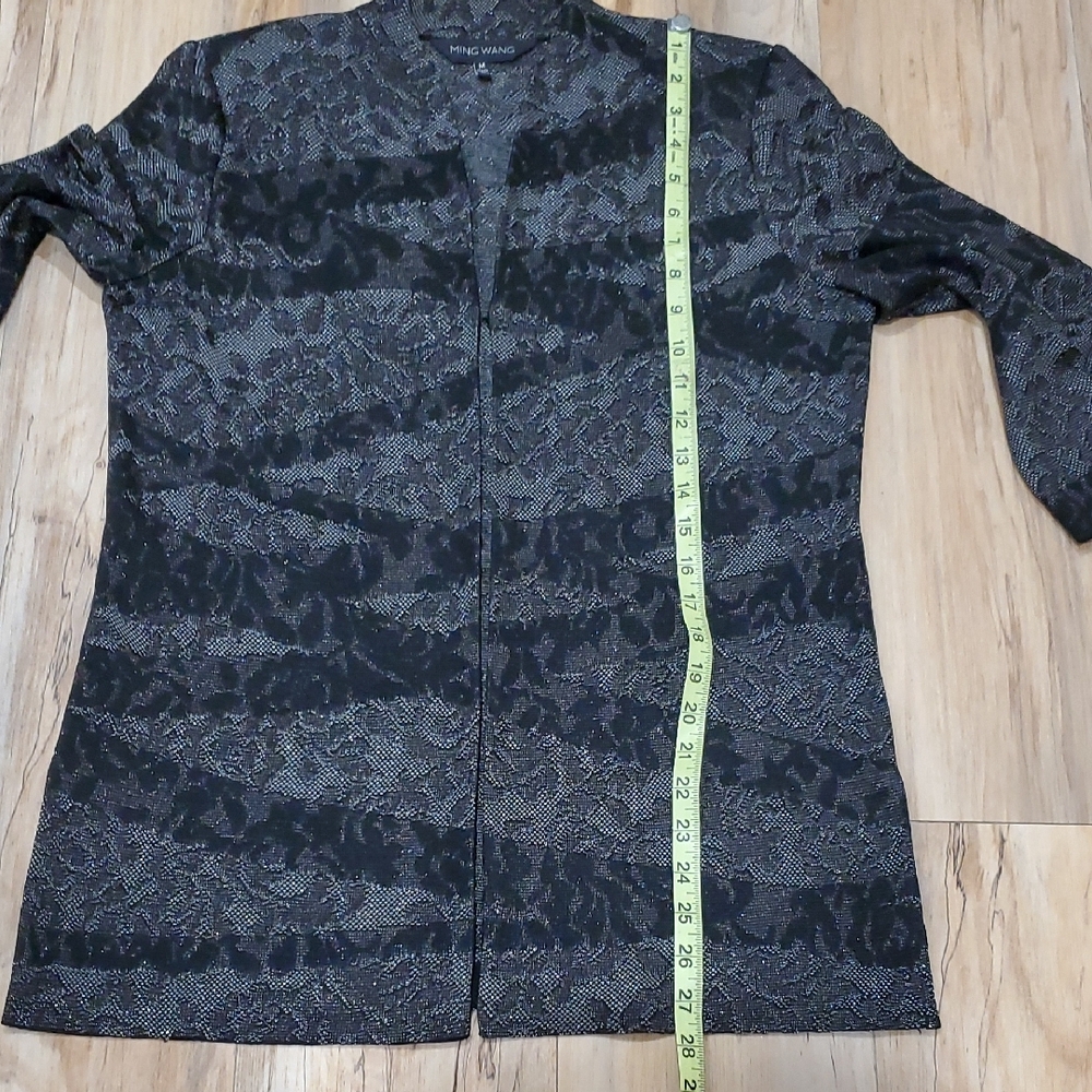 Ming Wang Black Lace Jacket with Gray Sleeveless Top - Picture 6 of 13
